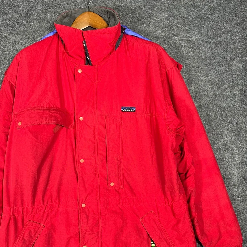 Patagonia Red Hooded Ski‎ Jacket Large Men's Winter Coat *Broken Zipper